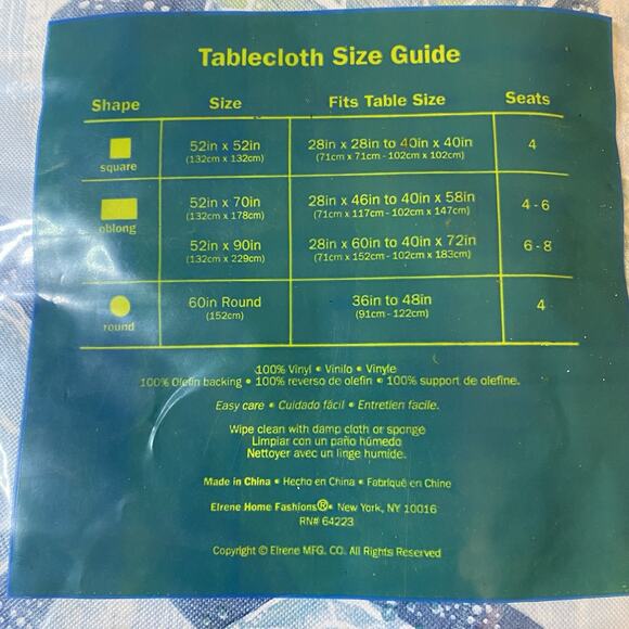 NEW Summer Fun Vinyl Blue Turtle Tablecloth Size 60” Round - Picture 4 of 4